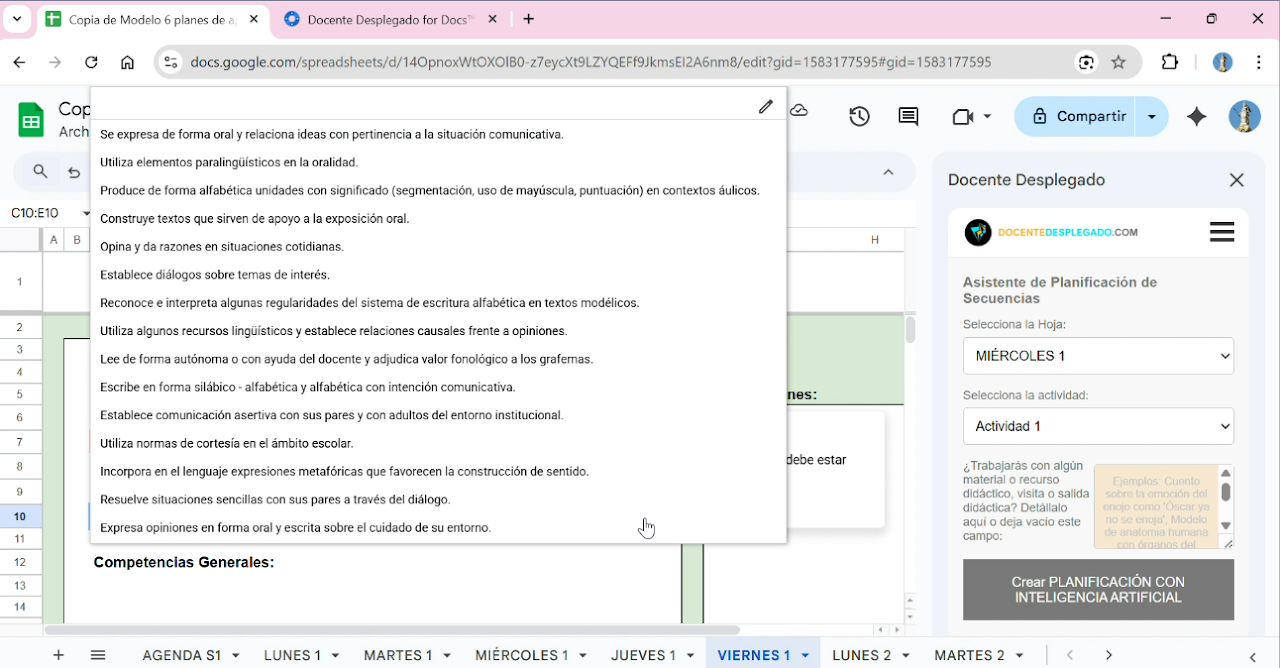 Captura de pantalla de la aplicación Docente Desplegado